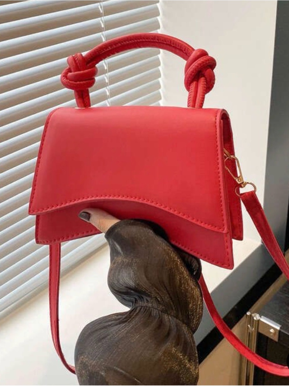 SHEIN Red Knotted-Handle Mini Crossbody Bag
